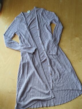 By Together Ribbed Button-Front Cardigan in Dusty Mauve